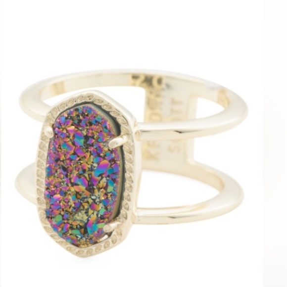 Kendra Scott 14k Gold-Plated Elyse Multi Color Druzy Ring 🎉LAST PIECE 🎉 NWOT - Picture 1 of 8